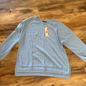 Elegant Sky Blue Long Sleeve Top